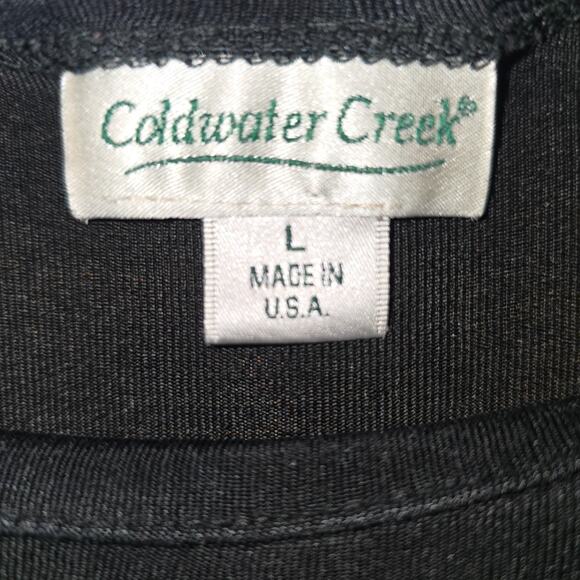 Vintage Coldwater Creek Maxi Dress Size L Black Short Sleeeve Travel Knit Slink - Picture 7 of 7